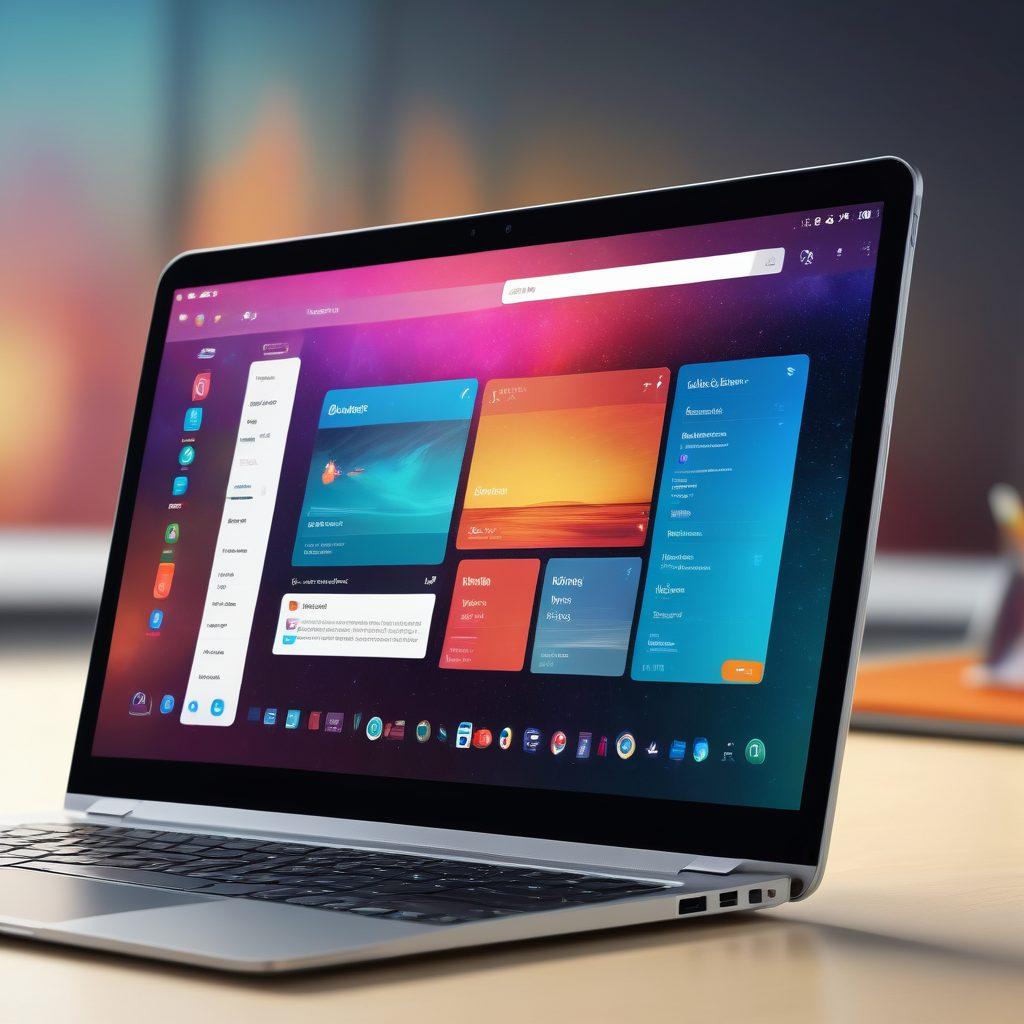 A sleek, modern browser interface displayed on a high-resolution screen, featuring intuitive navigation buttons, colorful tabs, and an animated user effortlessly surfing the web. In the background, abstract digital elements symbolize speed and connectivity. The scene is bright, inviting, and conveys ease of use. super-realistic. vibrant colors. digital style.